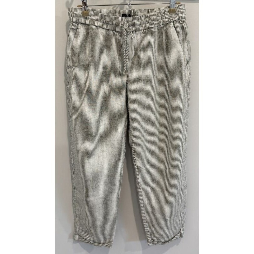 J Crew Womens Linen Cotton Blend Slim Wide Leg Drawstring Pants Coastal 10